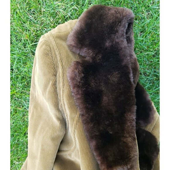 Vtg Corduroy Rancher Jacket Mens 42 Brown Faux Fur Collar Cortefiel Coat Spain - Picture 12 of 12
